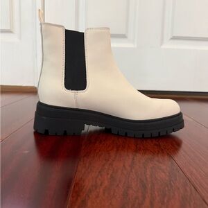 Marc Fisher Ivory and Black Ankle Boots